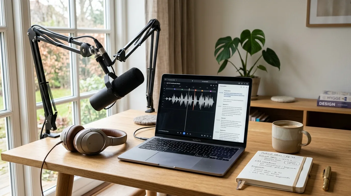 Configuration studio d'enregistrement et logiciel de reconnaissance vocale IA