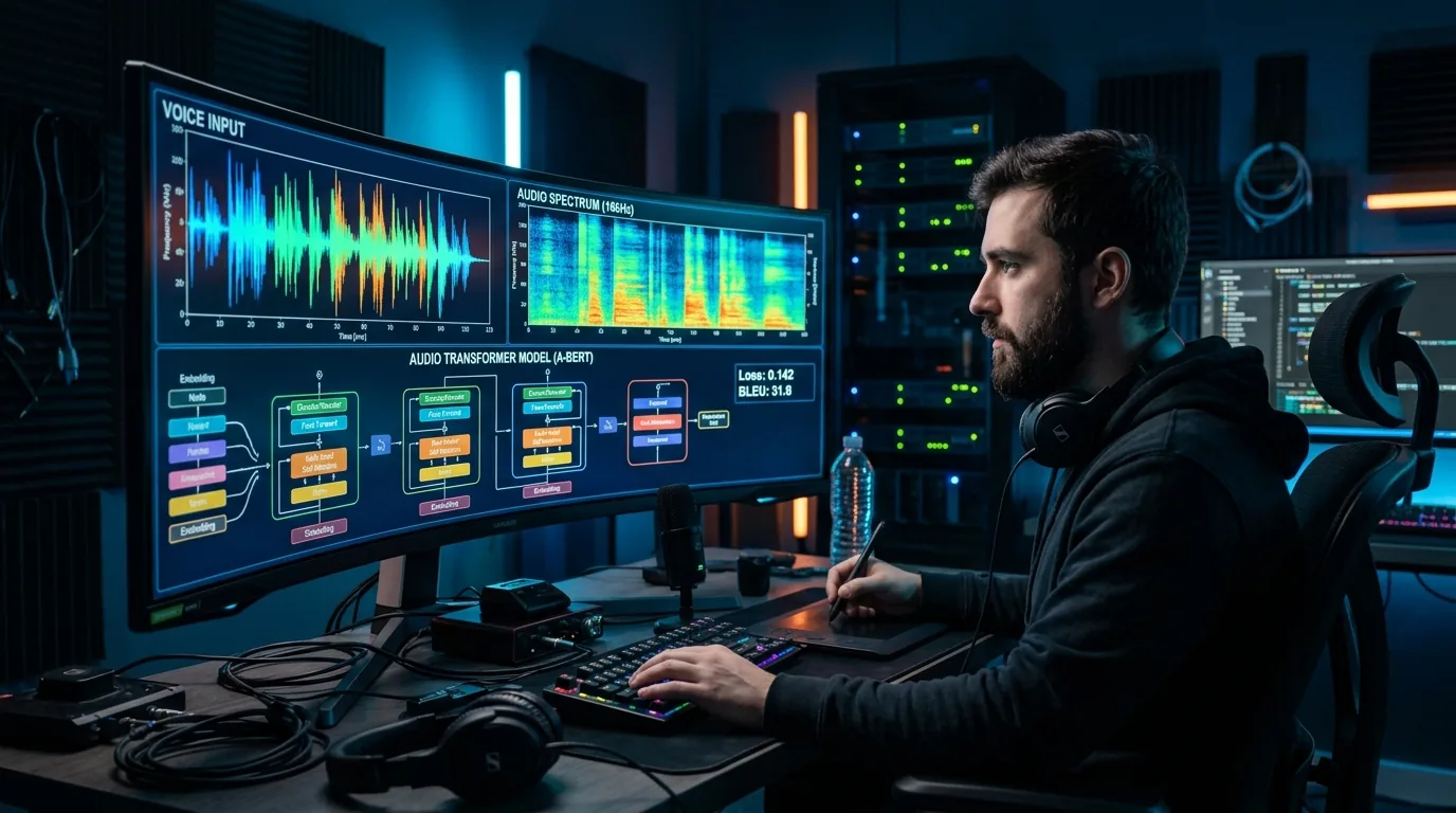 Architecture de la transcription audio par IA et réseaux de neurones d'attention