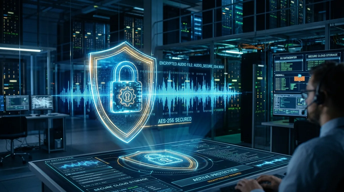 Sécurité des données audio, chiffrement AES-256 et souveraineté RGPD en France