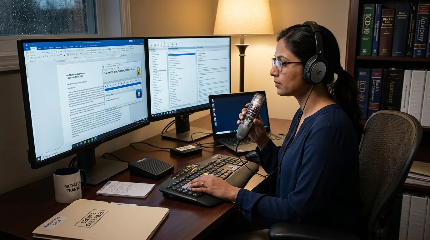 Transcription spécialisée médicale et juridique avec dictaphone à curseur