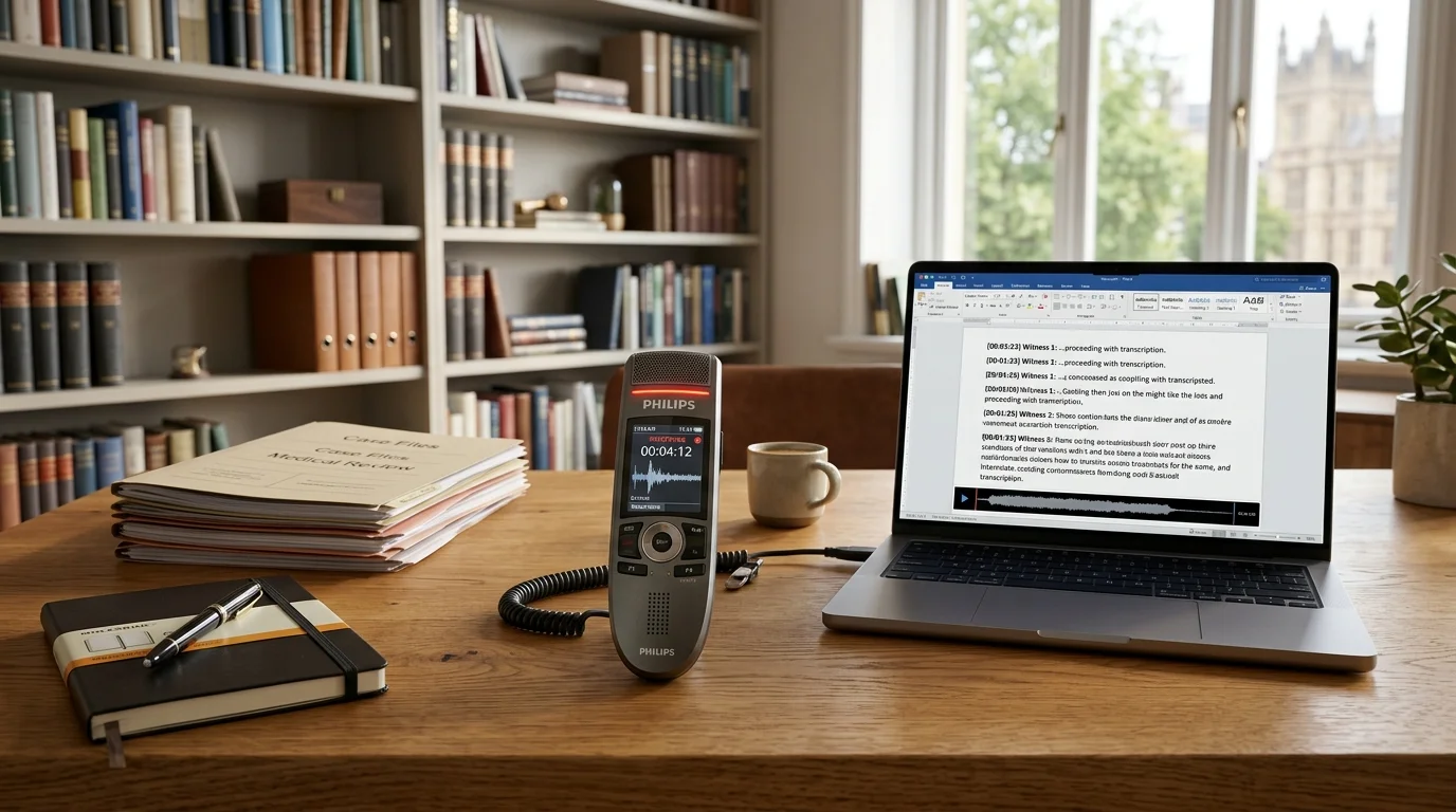 Transcription professionnelle de dictées vocales sur dictaphone et ordinateur