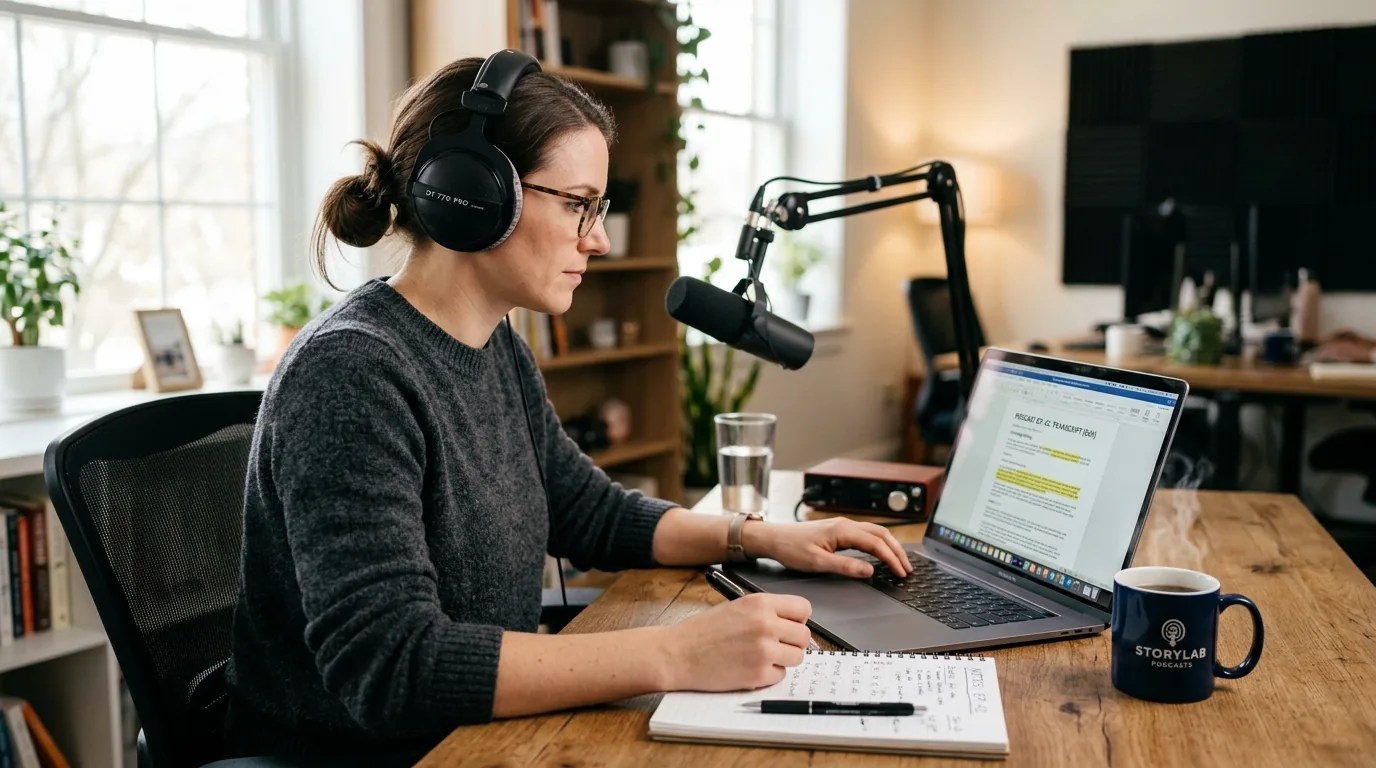 Édition et révision de la transcription d'un épisode de podcast